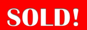 The word SOLD! in large, bold white letters is displayed on a bright red background, highlighting hunting land and montana ranches among the featured farms for sale.